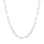 Ceyrah silver paperclip chain necklace on white background