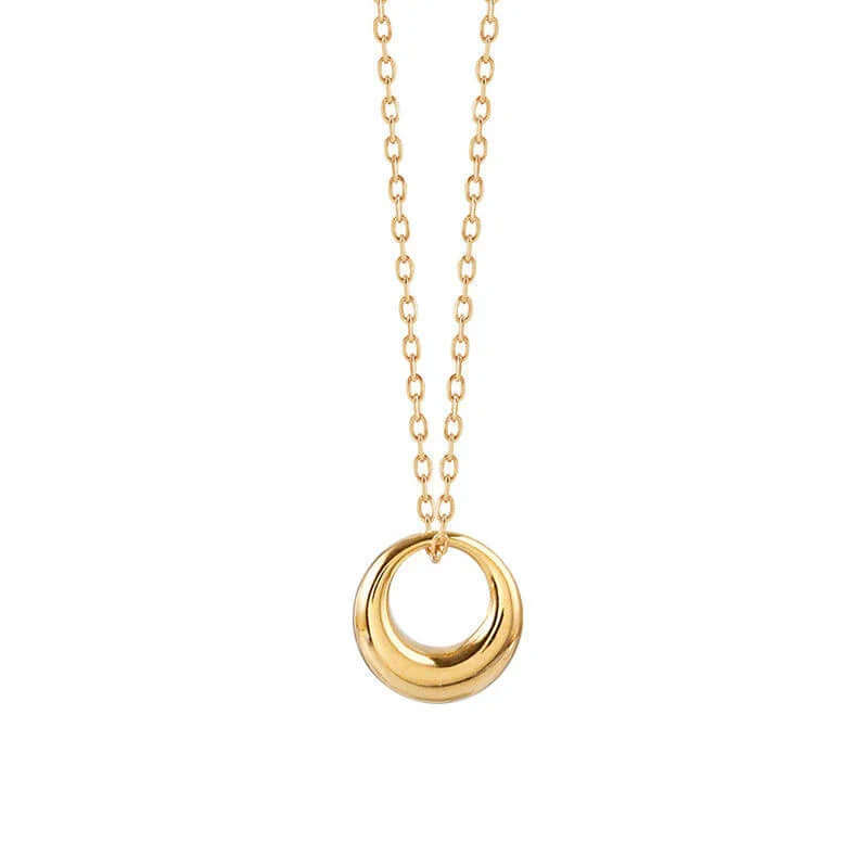 Mini Gold Circle Pendant Necklace featuring an open ring charm on a delicate gold chain.