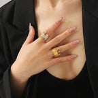 Gold & Silver Abstract Adjustable Ring