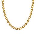 Ceyrah gold rectangular link chain necklace on white background