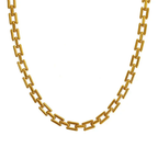Ceyrah gold rectangular link chain necklace on white background