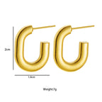 Ceyrah gold chunky hoop earrings, 2cm by 1.6cm, 7g, modern minimalist jewelry