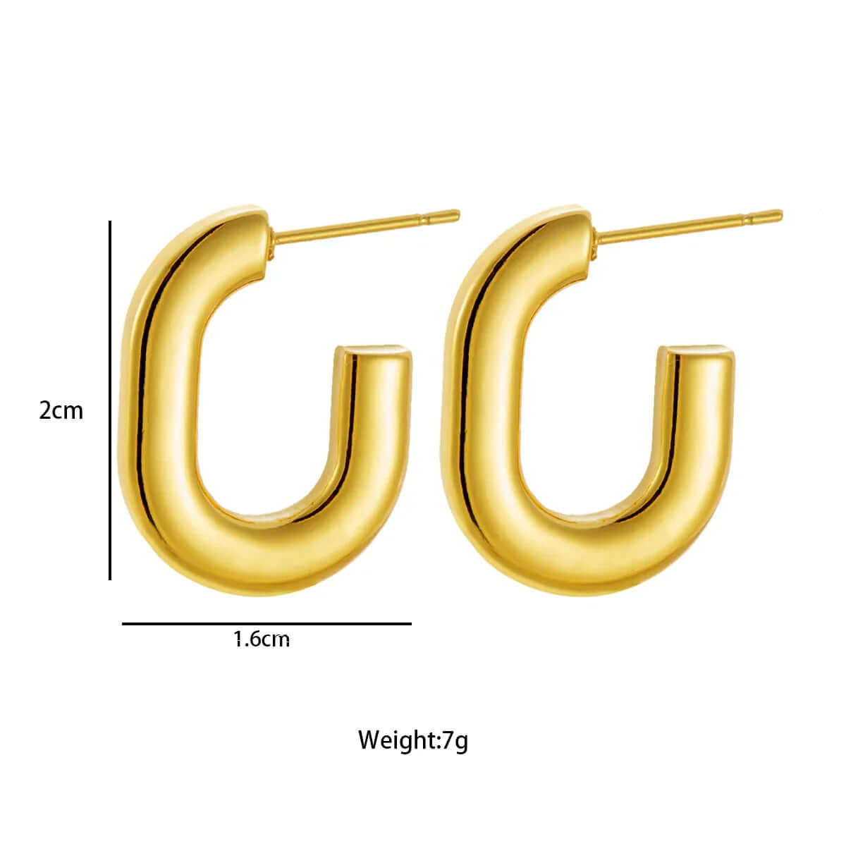 Ceyrah gold chunky hoop earrings, 2cm by 1.6cm, 7g, modern minimalist jewelry