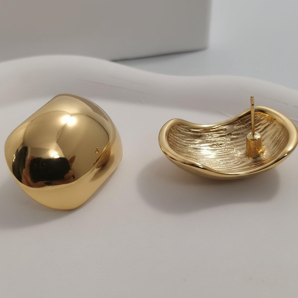Gold Dome Statement Stud Earrings