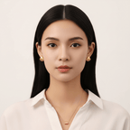Ceyrah - Gold Shell Ribbed Stud Earrings worn by women