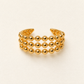 Gold Triple Row Beaded Adjustable Ring