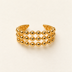 Gold Triple Row Beaded Adjustable Ring