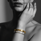 Zirconia Embedded Star Bangle Bracelet on model