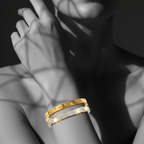Zirconia Embedded Star Bangle Bracelet on model