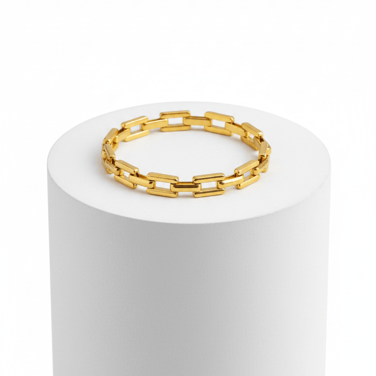 Bold Link Chain Bracelet on white pedestal