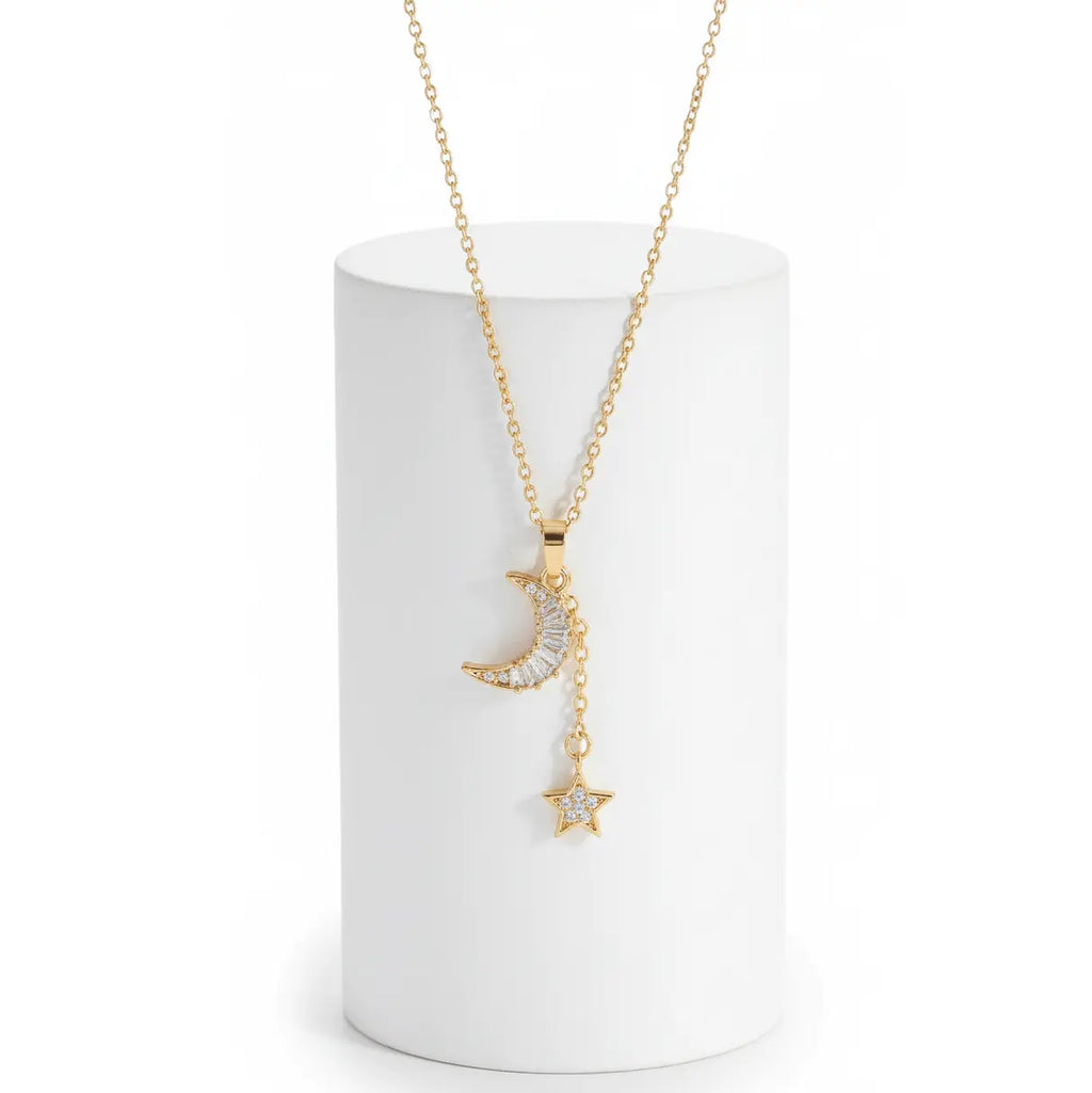 Gold Moon & Star Celestial Necklace Ceyrah