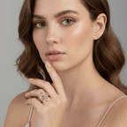 Layered Gold & Silver Safety Pin Ring  on model