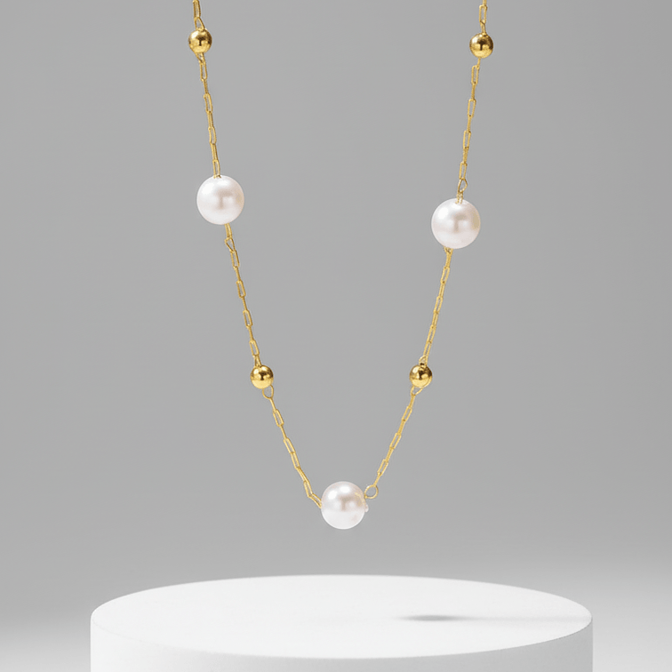 Minimal Pearl Station Necklace