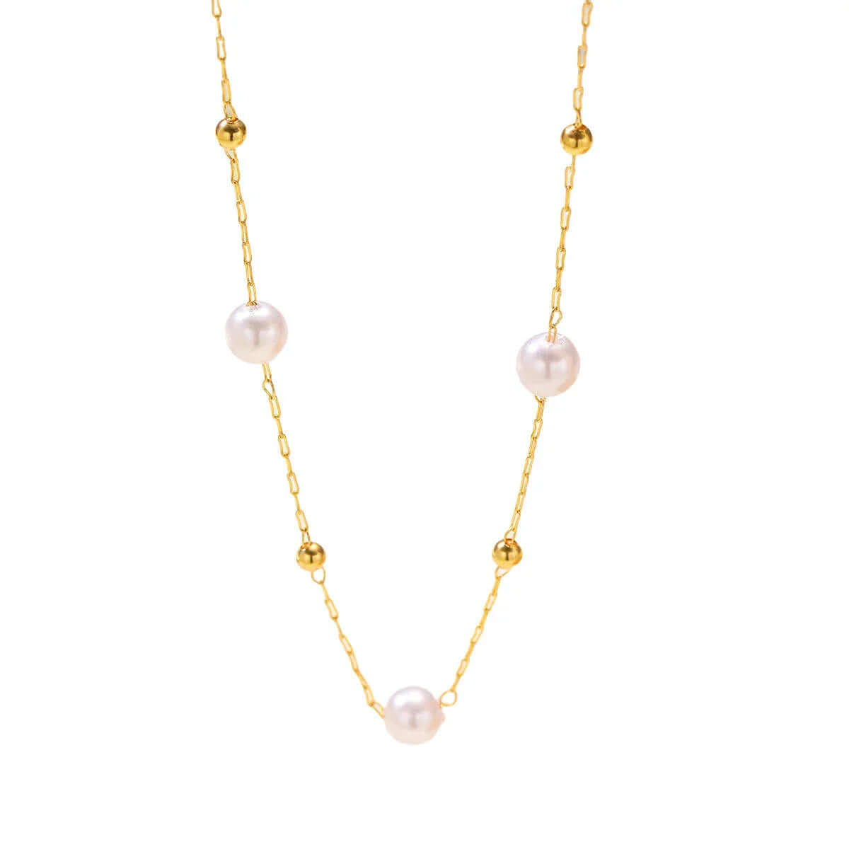 Minimal Pearl Station Necklace, Ceyrah jewelry collection