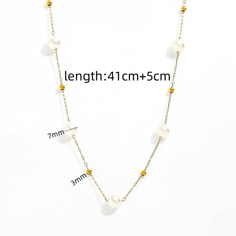 Minimal Pearl Station Necklace with measurements