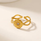 Gold Sunburst Adjustable Ring