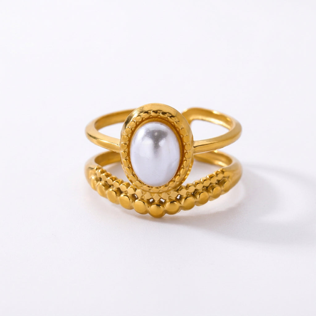 Gold Pearl Adjustable Ring
