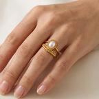 Gold Pearl Adjustable Ring