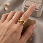 Gold Pearl Wave Adjustable Ring