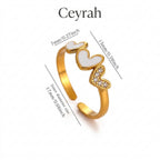 Gold Triple Heart Adjustable Ring