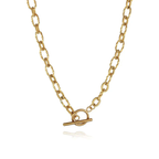 OT Clasp Chain Necklace Gold with textured oval links and toggle clasp, Ceyrah jewellery
