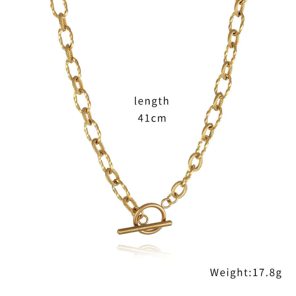 Ceyrah OT Clasp Chain Necklace Gold with toggle clasp, 41cm length, 17.8g weight