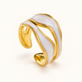 Open Gold-Framed Pearlescent Wave Ring