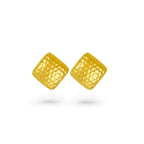 Pair of Geometric Square Stud Earrings with a textured surface on a white background