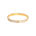 Ceyrah Pearl Inlay Bangle Gold Bracelet and crystal accents