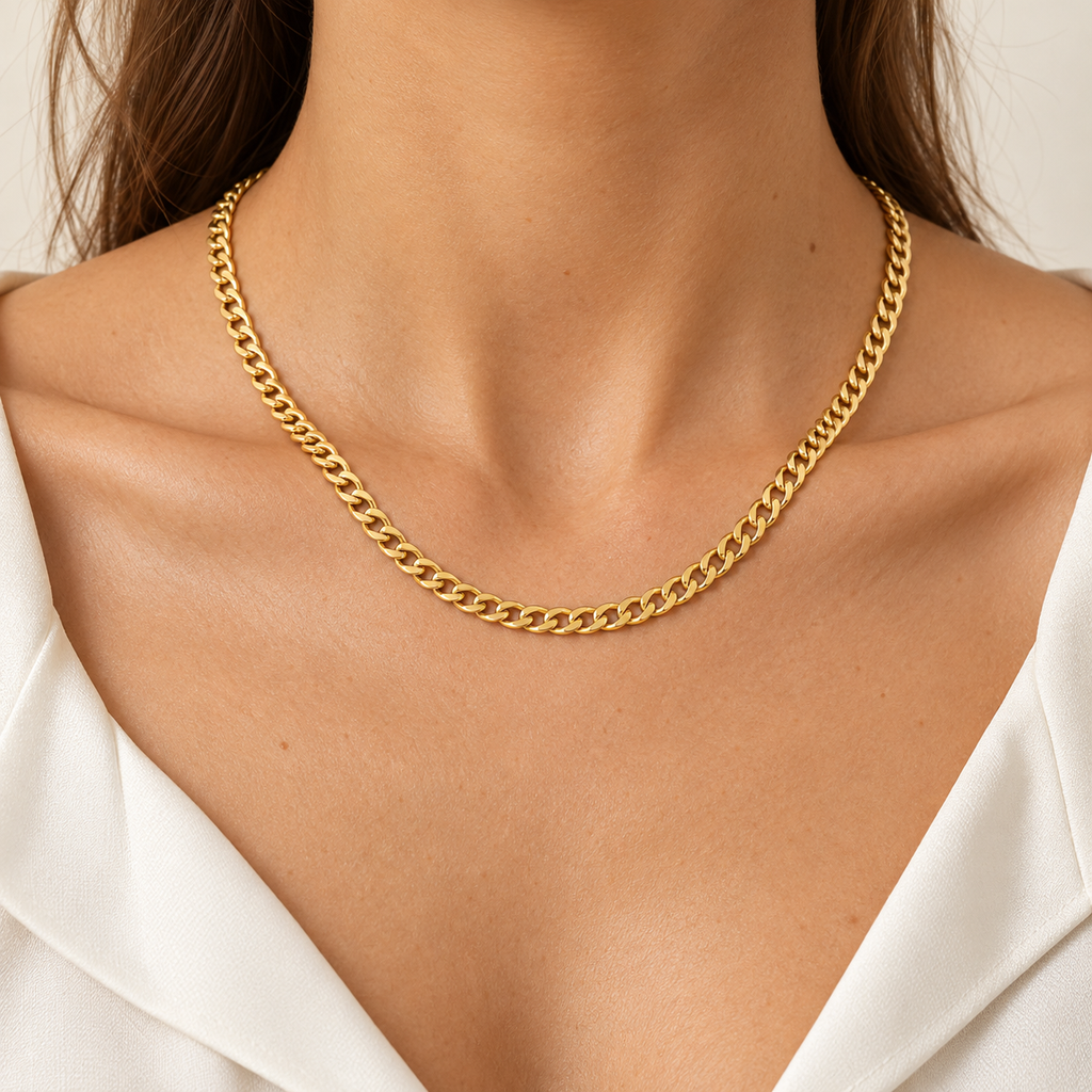 Gold 6mm Curb Chain Necklace
