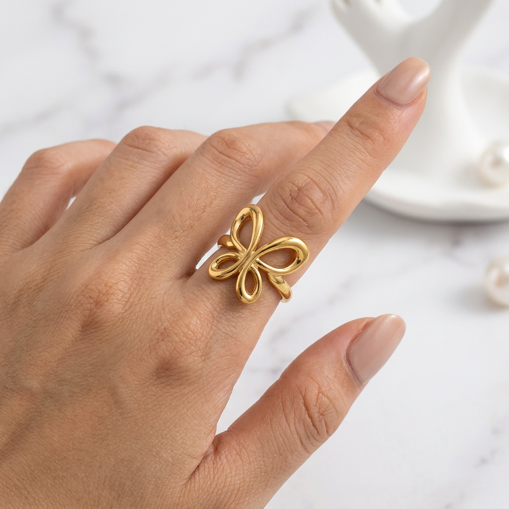 Gold Butterfly Adjustable Ring
