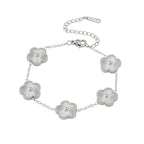 Silver flower chain bracelet with adjustable clasp, Ceyrah jewelry fashion accessory