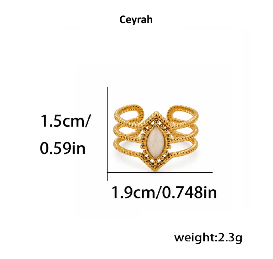 Gold Marquise Stone Adjustable Ring