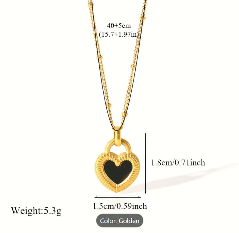 Midnight Heart Pendant with Box measurement