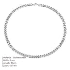 Silver 8mm Curb Chain Necklace plain background