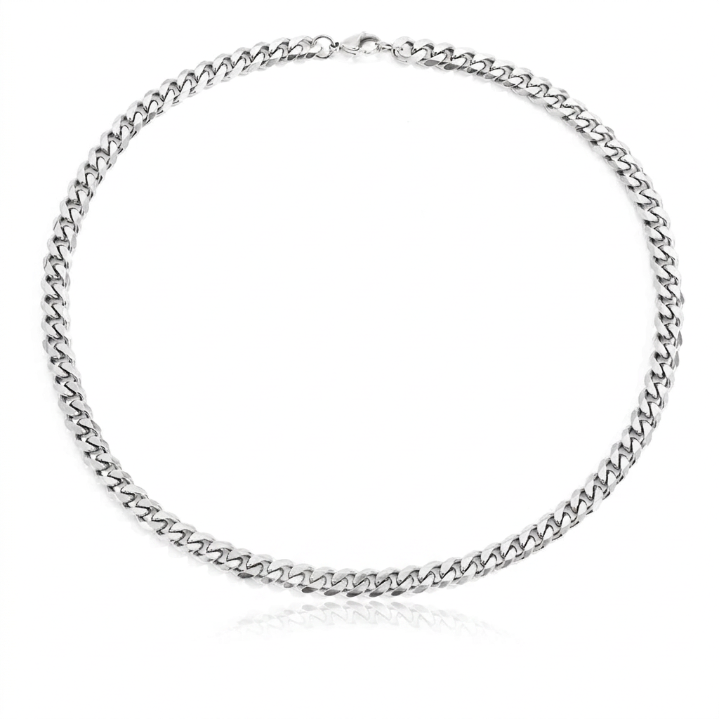 Silver 8mm Curb Chain Necklace