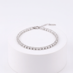 Silver Crystal Tennis Classic Bracelet on a white stand with a white background