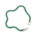 Ceyrah Emerald Green Tennis Bracelet with silver clasp on white background