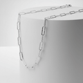 Silver Paperclip Chain Necklace white pedestal 