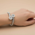 Ceyrah Silver Tree of Life Bracelet on wrist, minimalist jewellery style