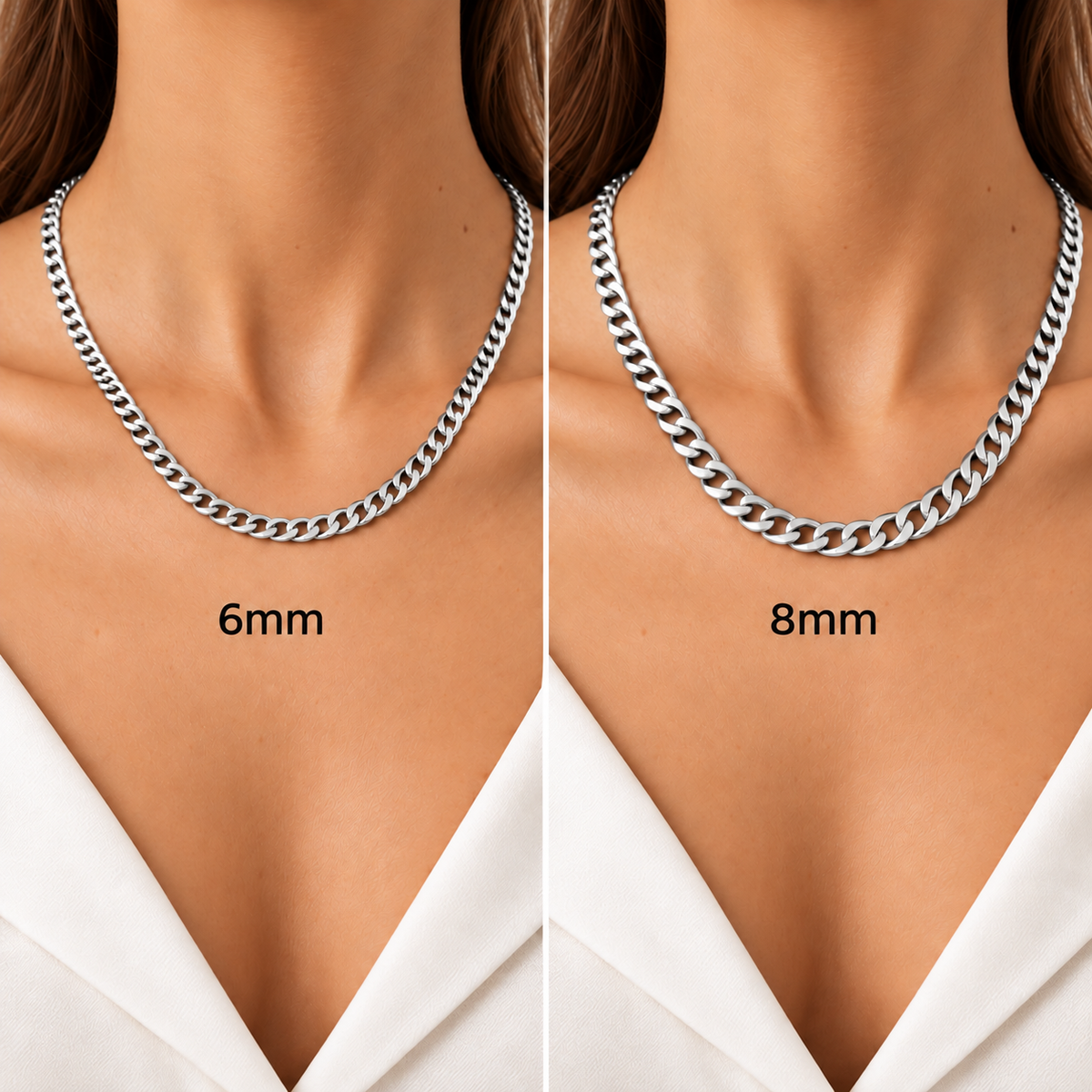 Silver 8mm Curb Chain Necklace