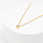 Single Diamond Necklace Gold on side angel