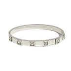 Ceyrah Silver Square Crystal Bangle Bracelet on plain background
