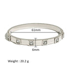 Ceyrah Silver Square Crystal Bangle Bracelet, 61mm diameter, 6mm width, 20.2g weight