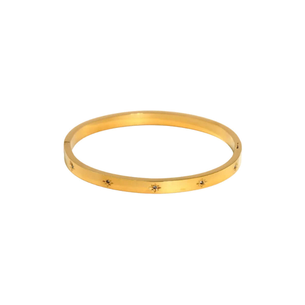 Ceyrah gold Star Zirconia Bangle Bracelet on white background