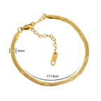 Ceyrah gold Textured Snake Chain Bracelet with adjustable clasp, 3mm wide, 17+5cm length