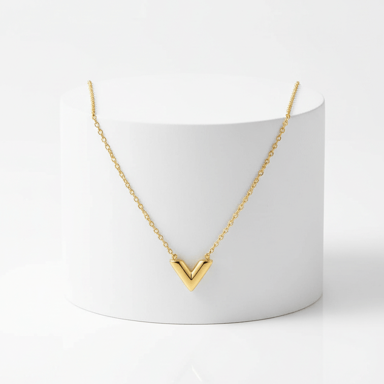 V-Shaped Necklace Gold on white pedestal