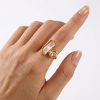 Gold Baroque Pearl Adjustable Ring