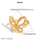 Gold Butterfly Adjustable Ring