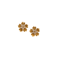 Five-Petal Gold Stud Earrings with zircon in centre